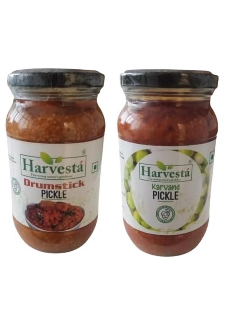 Harvesta Pickle Combo Pack Of 2 – Karvand Drumstick 400G Each | Homemade Indian Wild Berry South Style Achar |Spicy Tangy Flavorful Traditional Recipe |Vegetarian