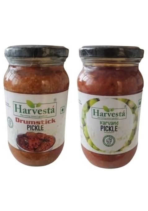 Harvesta Pickle Combo Pack Of 2 – Karvand Drumstick 400G Each | Homemade Indian Wild Berry South Style Achar |Spicy Tangy Flavorful Traditional Recipe |Vegetarian