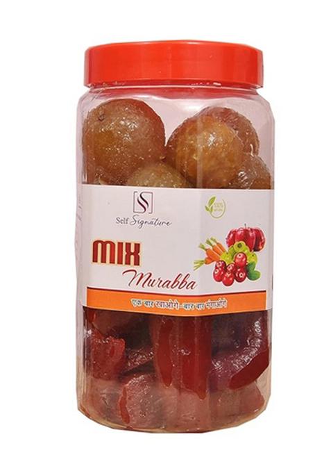 Self Signature Homemade Organic Natural Freshsweet Mix Murabba Apple Amla Carrot Karonda Cherry 900 Gram
