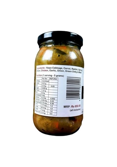 Hands On Tummy Kimchi Factory Green Non Veg Chicken Spicy Korean Probiotic Prebiotic Pickle With Indian Flavors For Gut Health Medium 330 G