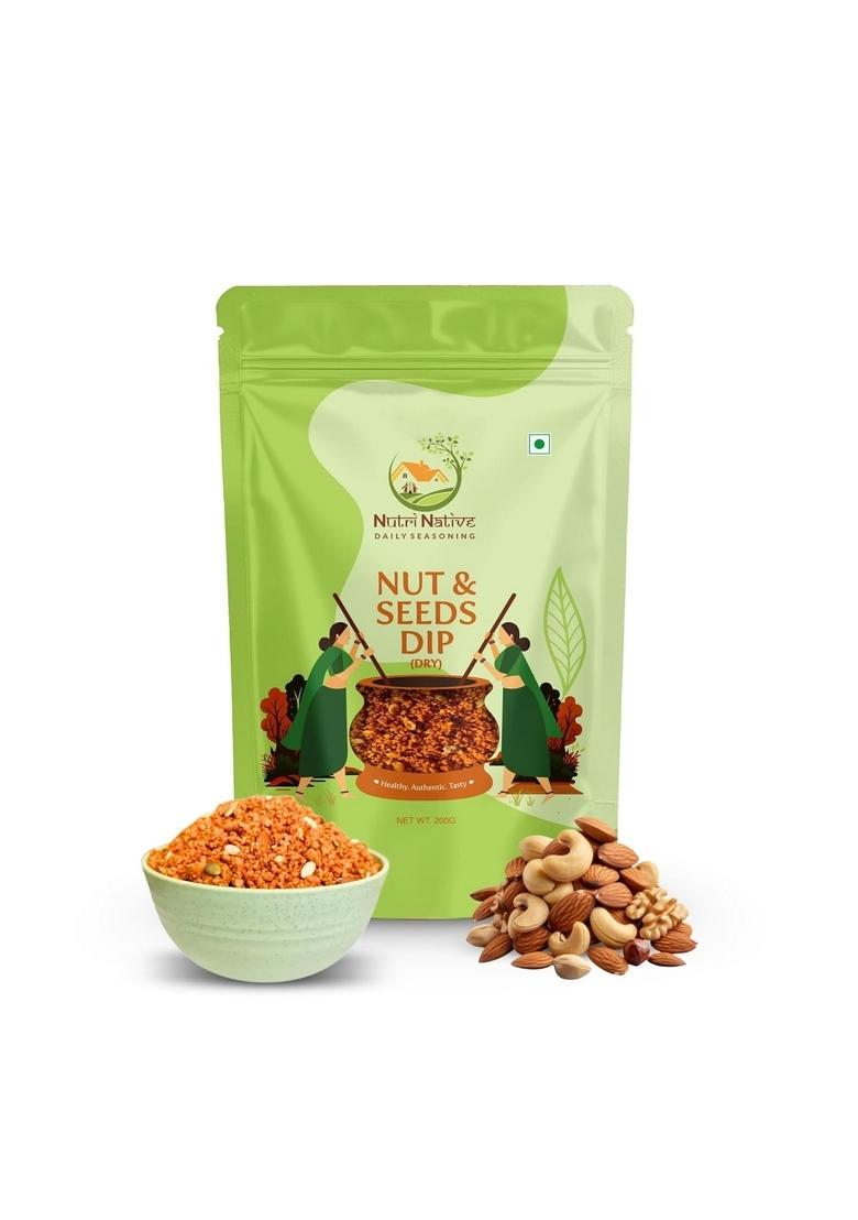 Nutrinative Nut Seeds Dip – Roasted Mix Spread With Almonds Cashews Walnuts Red Chili Super Plant Protein Omega 3 Antioxidants Vegan No Sugar Gluten Free 200G