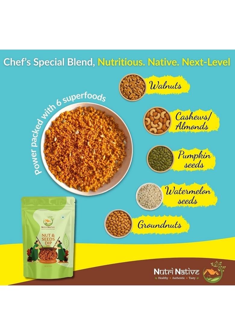 Nutrinative Nut Seeds Dip – Roasted Mix Spread With Almonds Cashews Walnuts Red Chili Super Plant Protein Omega 3 Antioxidants Vegan No Sugar Gluten Free 200G