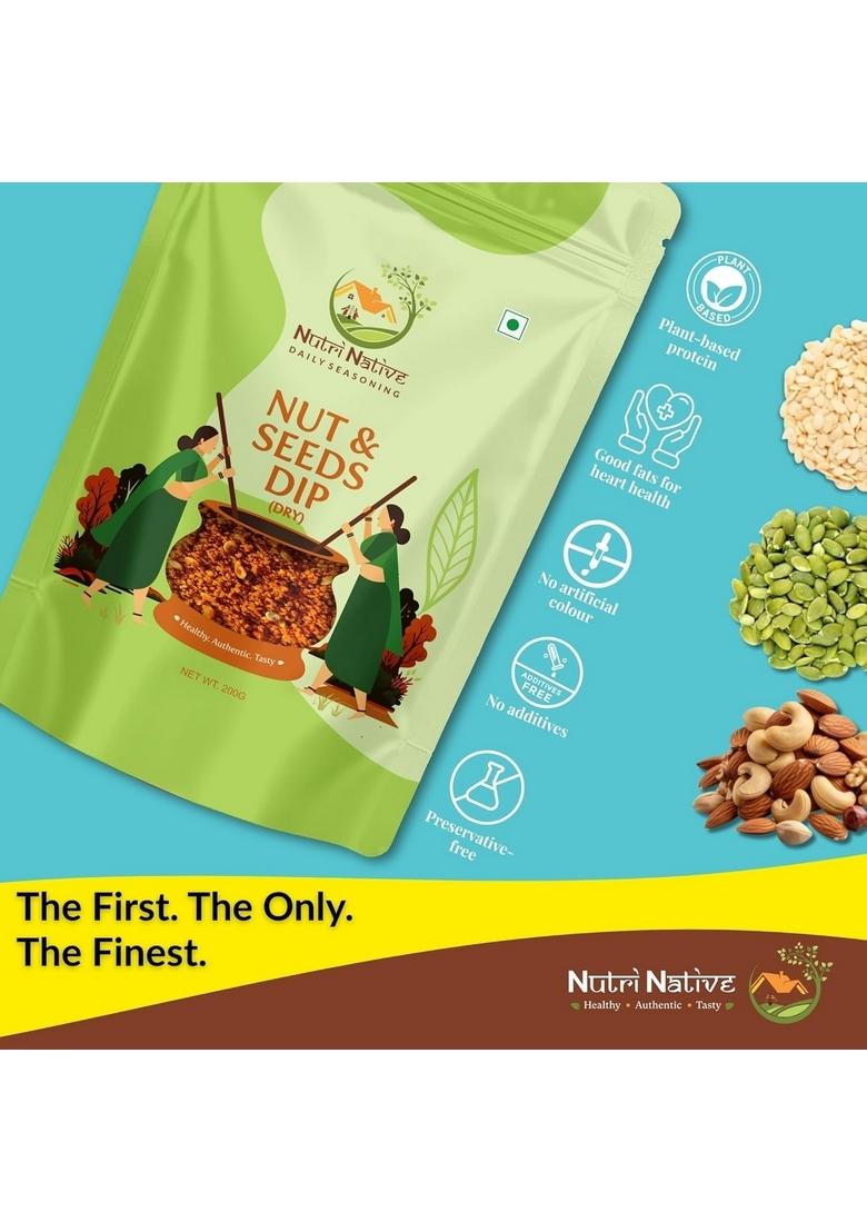 Nutrinative Nut Seeds Dip – Roasted Mix Spread With Almonds Cashews Walnuts Red Chili Super Plant Protein Omega 3 Antioxidants Vegan No Sugar Gluten Free 200G