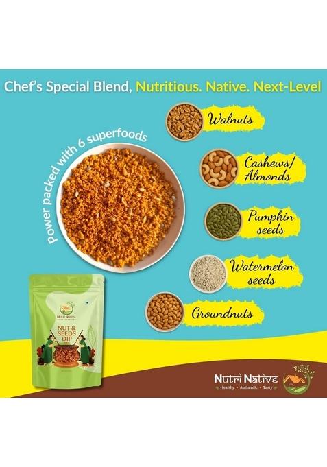 Nutrinative Nut Seeds Dip – Roasted Mix Spread With Almonds Cashews Walnuts Red Chili Super Plant Protein Omega 3 Antioxidants Vegan No Sugar Gluten Free 200G