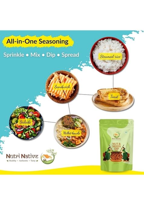 Nutrinative Nut Seeds Dip – Roasted Mix Spread With Almonds Cashews Walnuts Red Chili Super Plant Protein Omega 3 Antioxidants Vegan No Sugar Gluten Free 200G