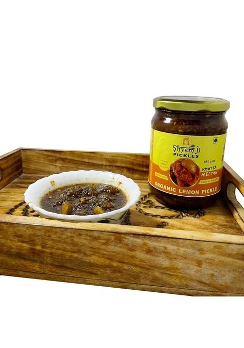 Shyam Ji Pickles Organic Lemon Pickle | Khatta Meetha Homemade No Preservatives Authentic Rajasthani Taste 650 Gm