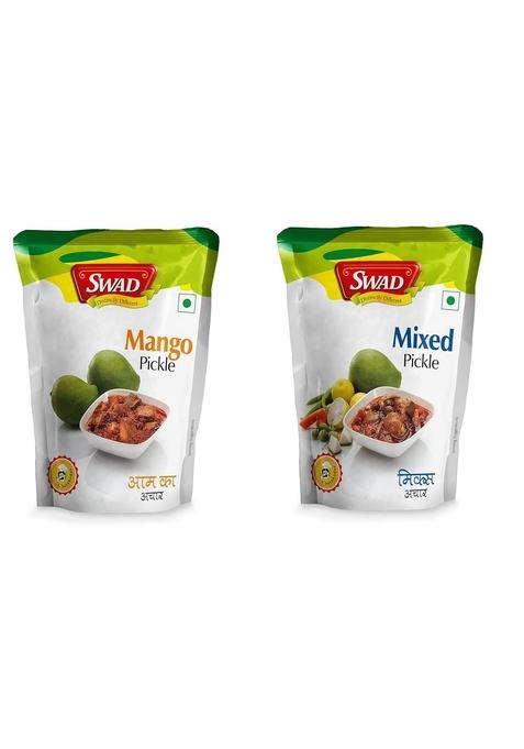 Swad Delicious And Spicy Pack Of Mango Pickle Aam Ka Achar 200G| Lemon Green Chillies Carrot Kerda Mixed 200G 2