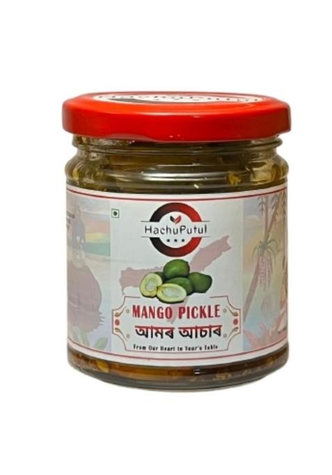 Hachu Putul Mango Pickle Homemade | Traditional Indian Achar Less Oil Aam Ka Home Made In Fresh Dry Sukha Achaar With Organic Methods Glass Jar 100G Pack Of 1