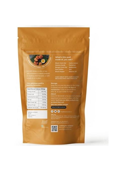 Healthy Because Homestyle Tasty Podi Chutney | 100G Each Eat With Dosas Idlis Upma Dhokla Khakras Ready To No Preservatives Wihtout Garlic Pack Of 2