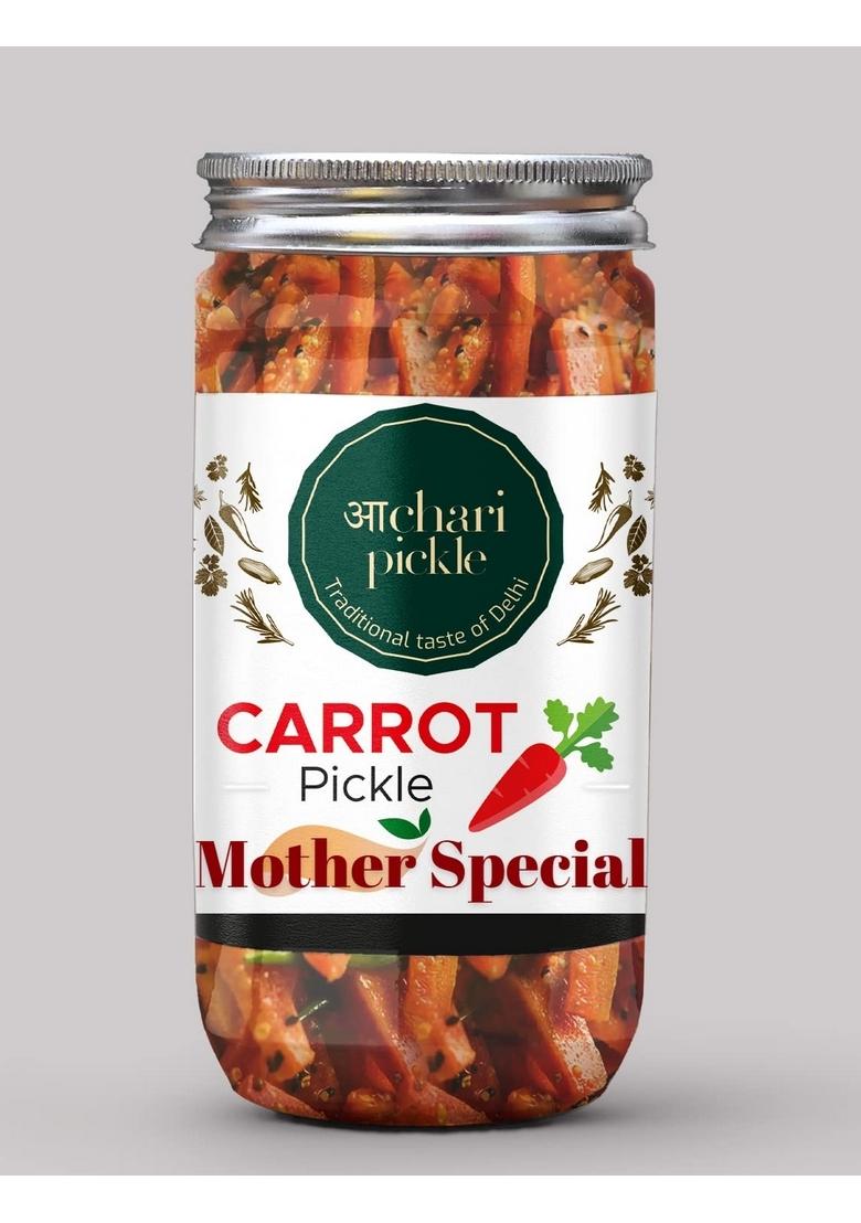 Achari Pickles Mother'S Special Carrot Pickle Homemade Fresh Gaajar Ka Aachar 400G Mother’S Recipe | Organic North Indian Healthy Traditional Home Made Achaar
