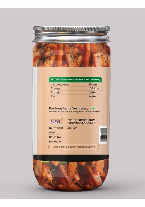 Achari Pickles Mother'S Special Carrot Pickle Homemade Fresh Gaajar Ka Aachar 400G Mother’S Recipe | Organic North Indian Healthy Traditional Home Made Achaar