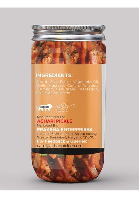 Achari Pickles Mother'S Special Carrot Pickle Homemade Fresh Gaajar Ka Aachar 400G Mother’S Recipe | Organic North Indian Healthy Traditional Home Made Achaar