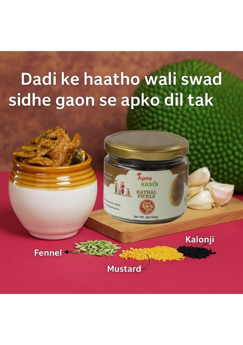 Apna Rasoi Homemade Jackfruit Pickle Authentic Kathal Ka Achar Sun Dried For Rich Flavour No Preservatives Traditional Recipe With Natural Ingredients 250G Perfect Indian Condiment