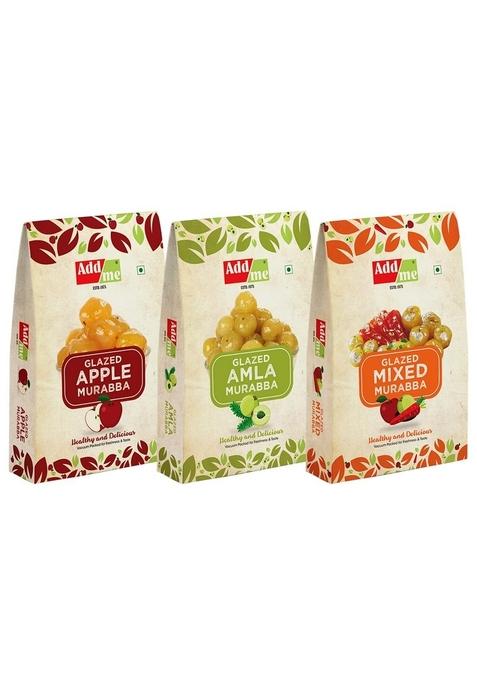 Add Me 3 In 1 Murabba Packs Amla 750 Gm Mixed Apple Preserve Organic Total 2 25 Kg Immunity Boosters For Family