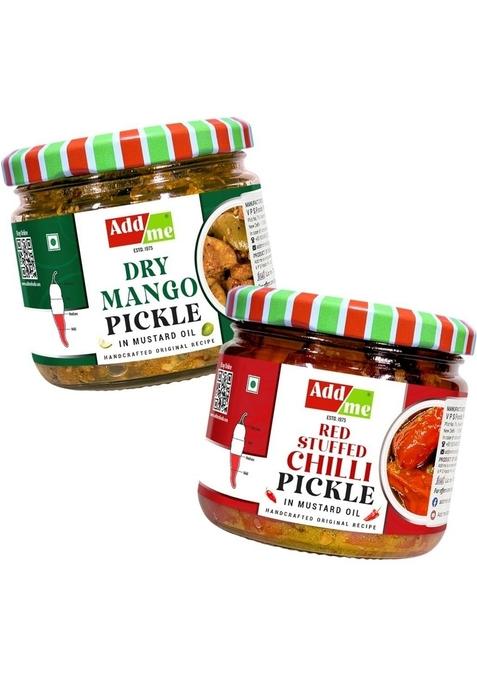 Add Me Dry Mango Pickle Red Chilli 300Gm Combo Pack Sukha Aam Ka Achar Lal Mirchi Bharua Achaar Stuffed 300G Bharwan Mirch In Mustard Oil Ready To Eat North Indian Vintage Recipe