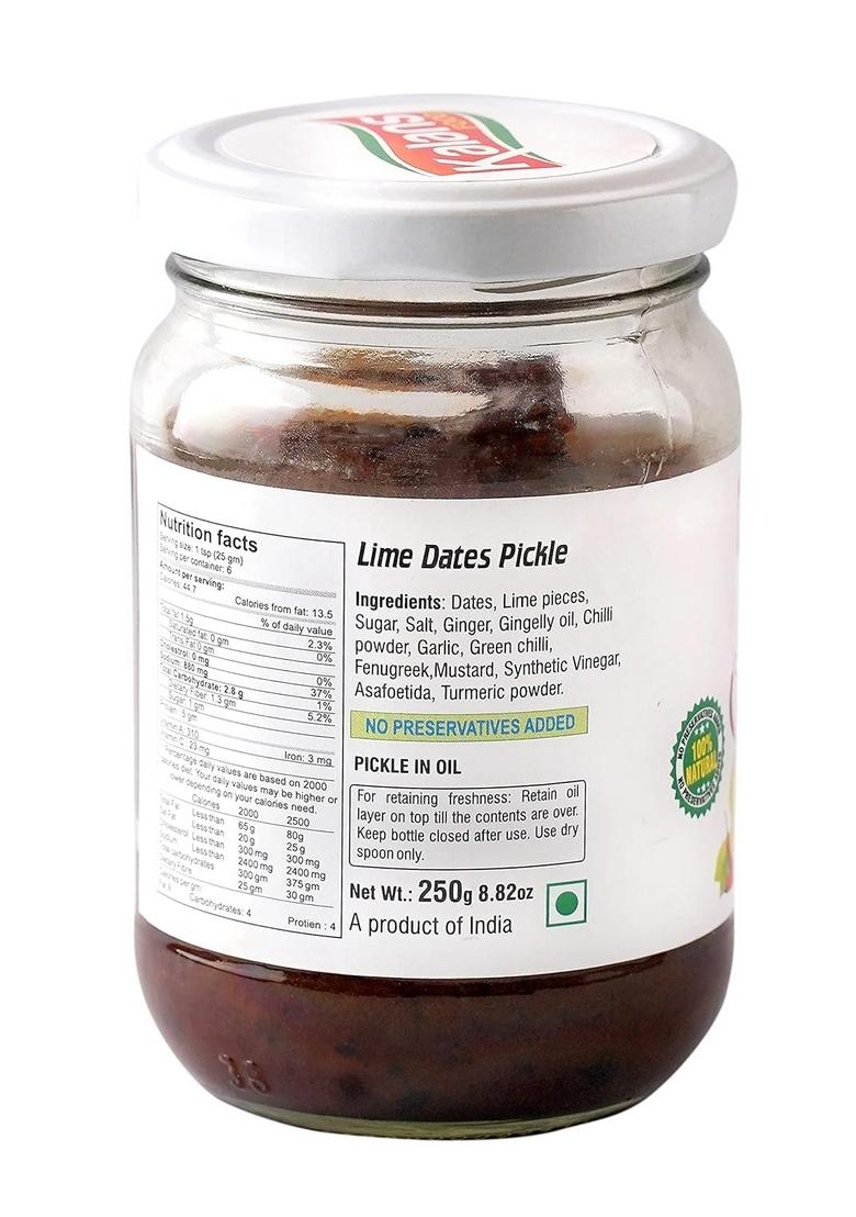 Kalans Food India Homemade Hot Sweet Lime And Dates Pickle 250 Gm Pack Of 2