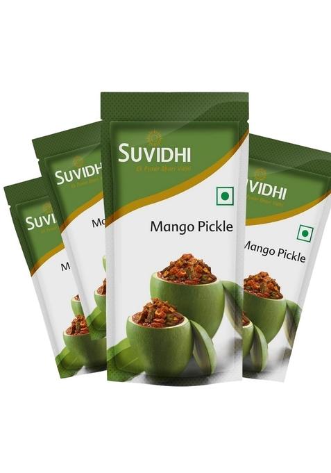 Suvidhi Mango Pickle 200Gm Pack Of 4 | Aam Ka Achar |Traditional Indian Authentic Less Oil Dry Achaar Home Made With Organic Methods Preservative Free