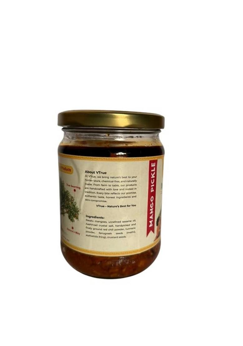 Vtrue Mango Magaya Pickle | Authentic Andhra Recipe Sun Dried Flavor Tangy Spicy Blend Smooth Texture With Aromatic Spices Ideal Curd Rice And Meals 200 G