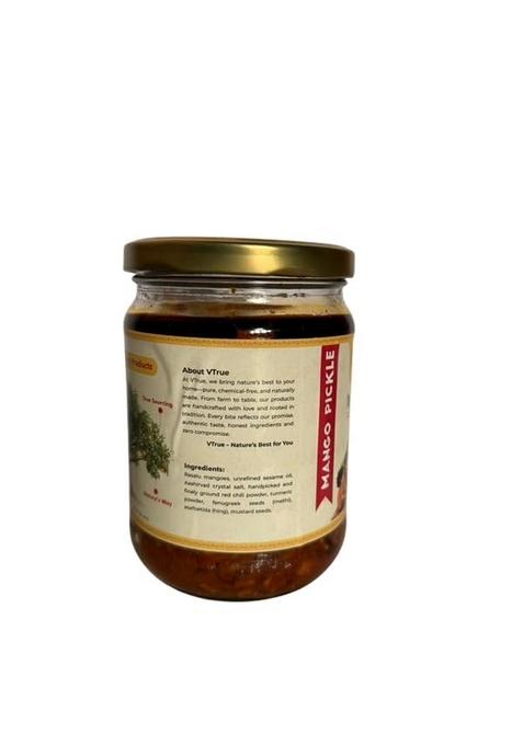 Vtrue Mango Magaya Pickle | Authentic Andhra Recipe Sun Dried Flavor Tangy Spicy Blend Smooth Texture With Aromatic Spices Ideal Curd Rice And Meals 200 G