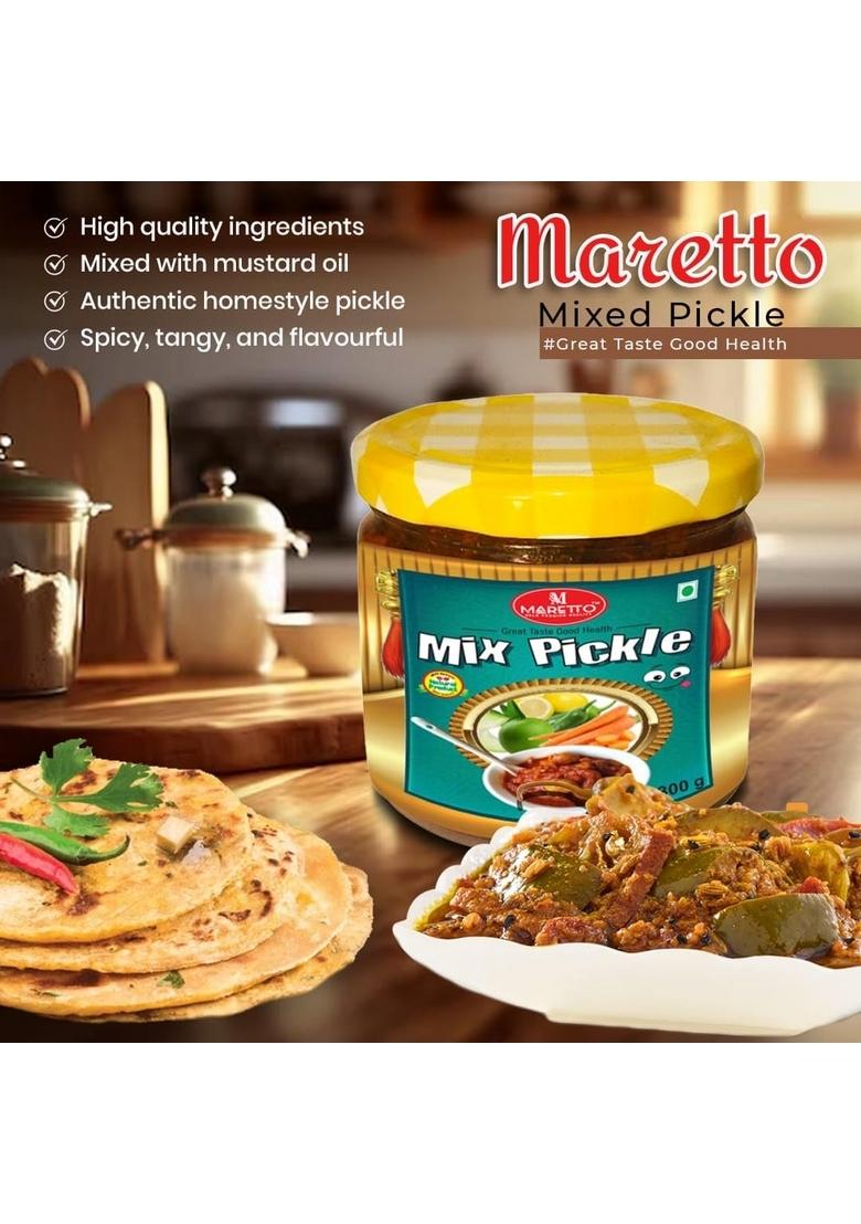 Maretto || Mixed Vegetable Pickles Homemade Pickle With Indian Traditional Spices 300 G
