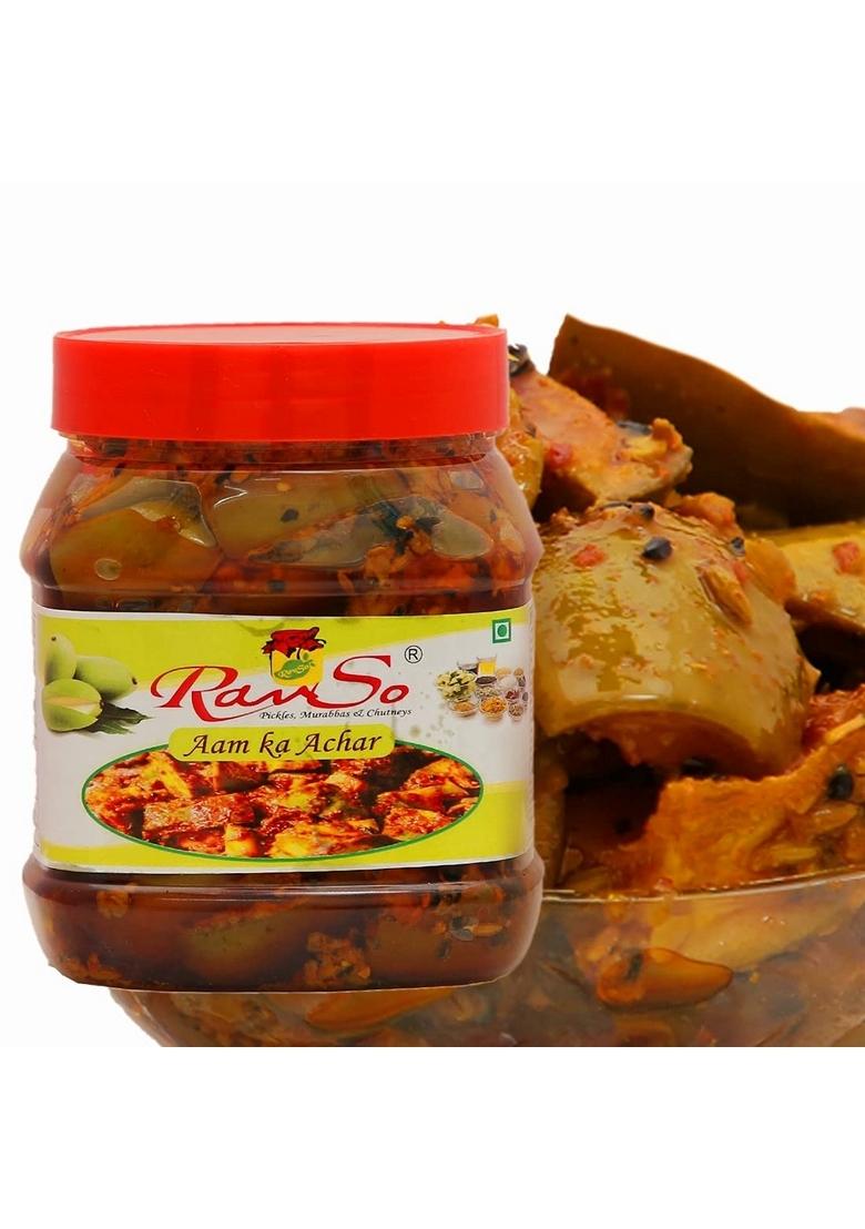 Ravso Home Made Hot Mango Hyderabadi Andhra Pickles With Garlic And Ginger South Indian Aam Ka Achar Adrak Lahsun Mix Masala Pickle 500G