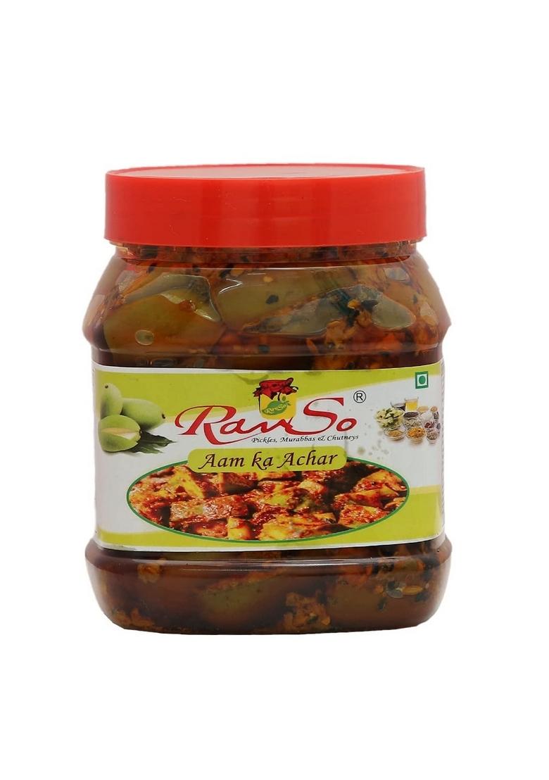 Ravso Home Made Hot Mango Hyderabadi Andhra Pickles With Garlic And Ginger South Indian Aam Ka Achar Adrak Lahsun Mix Masala Pickle 500G