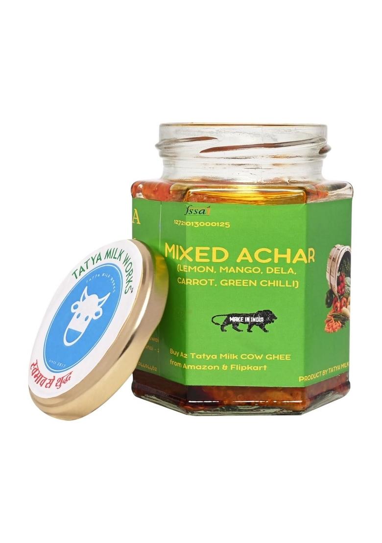 Tatya Milk Works Village Farm Homemade Mix Achar | Traditional Mixed Pickle No Preservatives 100 Natural Taste 200 Grams
