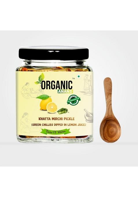Organic Anand Homemade Natural Green Chilli Pickle 250 Gram Hari Mirchi Ka Achar Dipped In Lemon Juice Khatta Spicy No Preservative