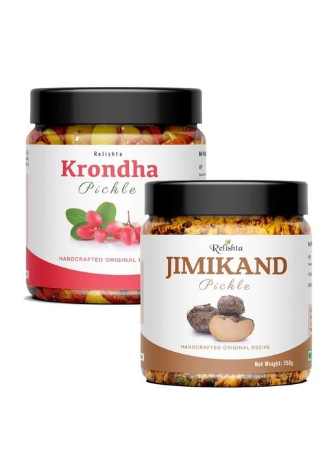 Relishta Jimikand Karonda Pickle Suran Achar Combo 2X250G Premium Less Oil Homemade