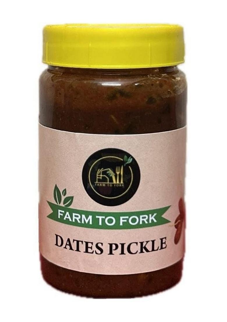 Farm To Fork Homemade Dates Pickle | Authentic South Indian Style No Added Preservatives Washed Dried Roasted Premium Ready Eat 250G