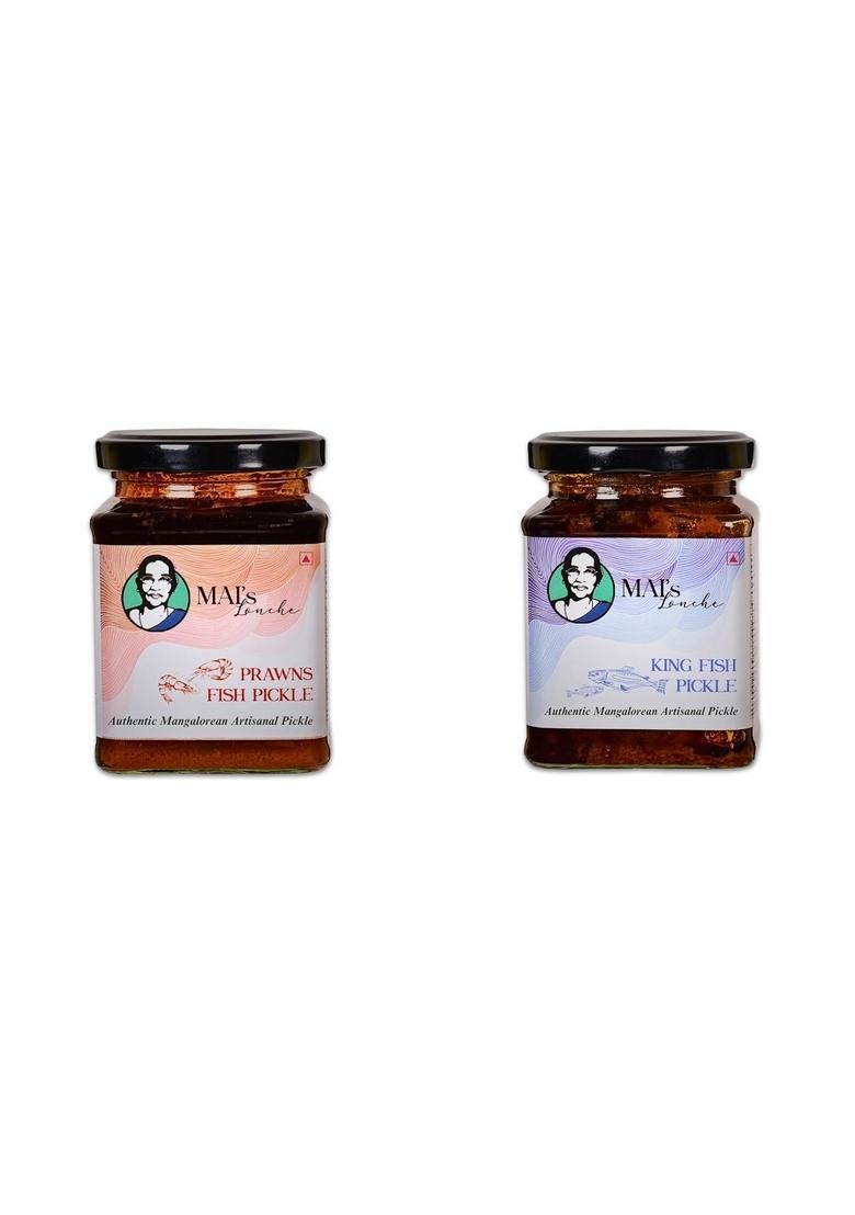 Mai'S Lonche Non Veg Prawns And King Fish Combo Pack | Seafood Healthy Pickles No Preservative Pickle 250 Gms X 2 Of