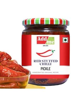 Add Me Red Stuffed Chilli Pickle Homemade Lal Mirch Ka Bharwa Banarasi Achar Pickles In Mustard Oil 500 Gm Glass Pack