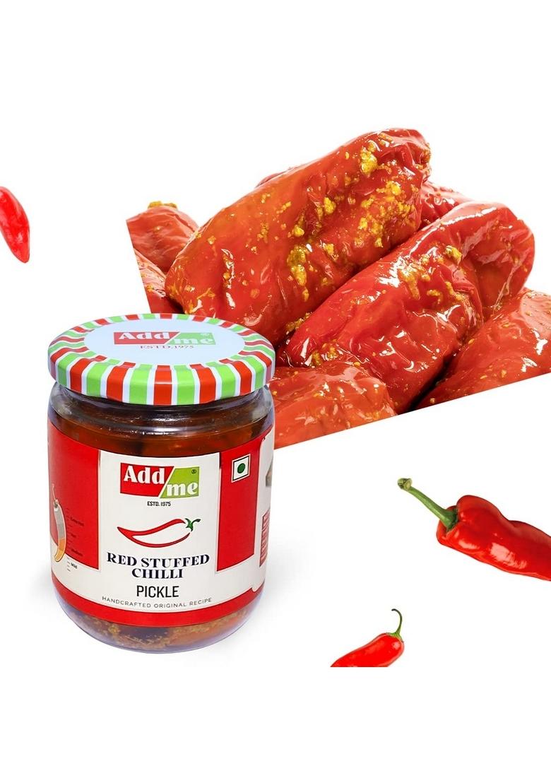 Add Me Red Stuffed Chilli Pickle Homemade Lal Mirch Ka Bharwa Banarasi Achar Pickles In Mustard Oil 500 Gm Glass Pack