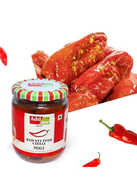 Add Me Red Stuffed Chilli Pickle Homemade Lal Mirch Ka Bharwa Banarasi Achar Pickles In Mustard Oil 500 Gm Glass Pack
