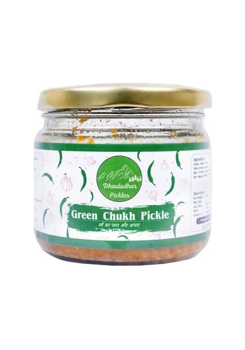 Dhauladhar Pickles 300G Homemade Traditional Green Chukh Pickle | 100 Vegetarian Tasty Ready To Eat No Added Preservatives And Chemical Free Jar