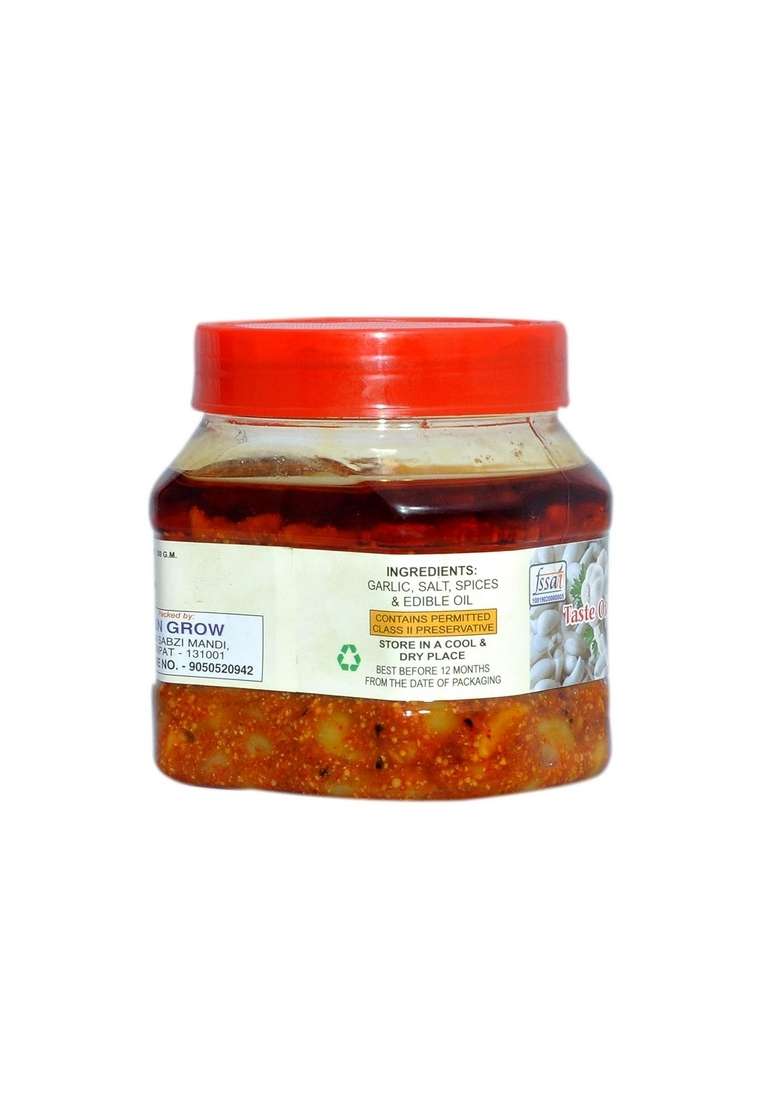 Sun Grow Food Chatpata Homemade Masalo Se Bana Maa Ka Hath Mother Made Organic Punjabi Garlic Pickle स्वादिष्ट जlयेकेदार लहसुन का अचार 500Gm You Are Being Served Mothers Love - Indya