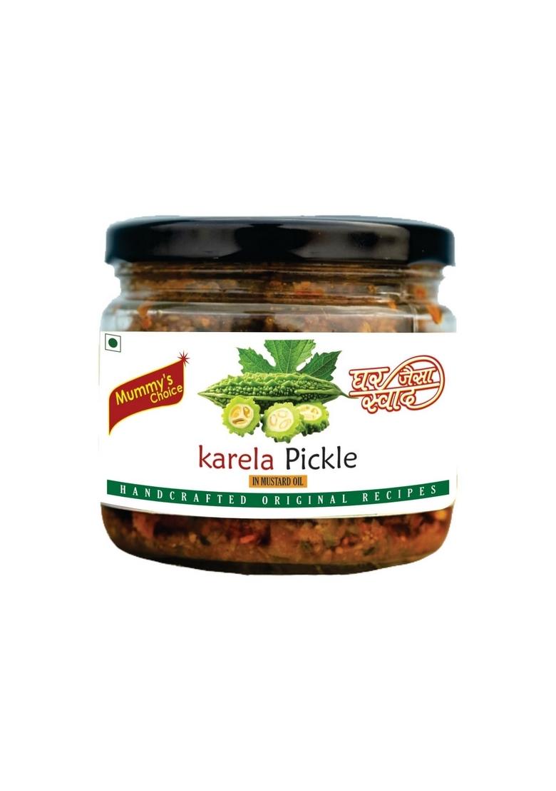 Mummy'S Choice Home Made Karela Pickle Karele Ka Achar Less Oil 325G Bitter Gourd Pickles | Ghar Bana Tangy Spicy Natural Recipe