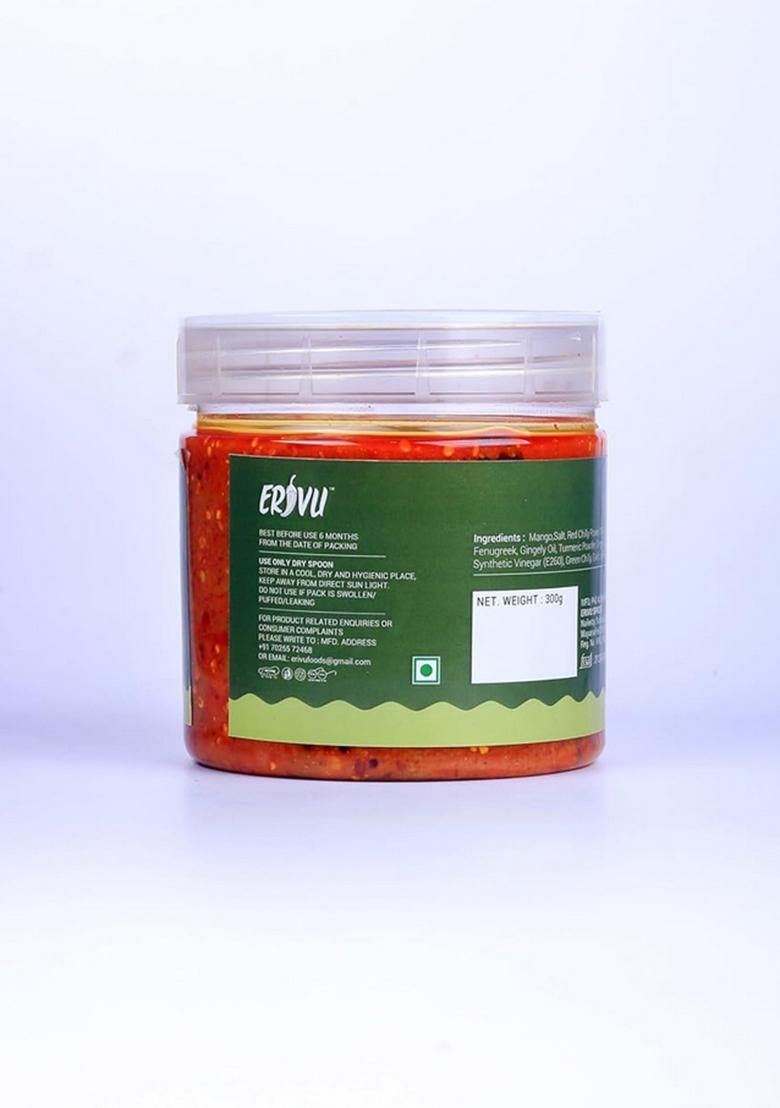 Erivu | Traditional Kerala Mango Pickle Homemade Handmade No Artificial Preservatives Made With Food Grade Vinegar Pack Of 1 300 Gram