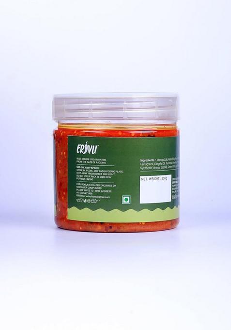 Erivu | Traditional Kerala Mango Pickle Homemade Handmade No Artificial Preservatives Made With Food Grade Vinegar Pack Of 1 300 Gram