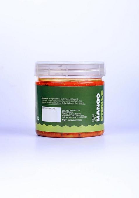 Erivu | Traditional Kerala Mango Pickle Homemade Handmade No Artificial Preservatives Made With Food Grade Vinegar Pack Of 1 300 Gram