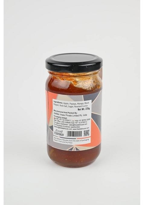 The Date House Fruit Chutney | Sweet And Sour Natural Healthy| No Artificial Preservatives Or Flavors 100 Plastic Free Packaging Mouth Watering 225 Gm Pack Of 1