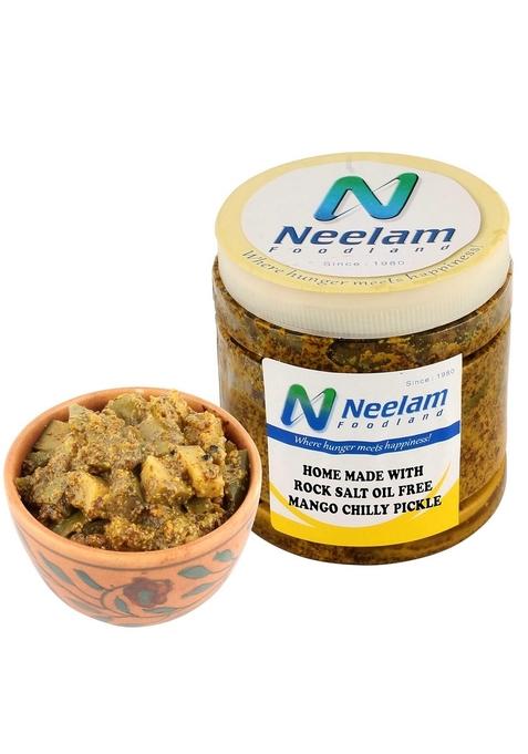 Neelam Foodland Home Made With Rock Salt Oil Free Mango Chilly Pickle 250G