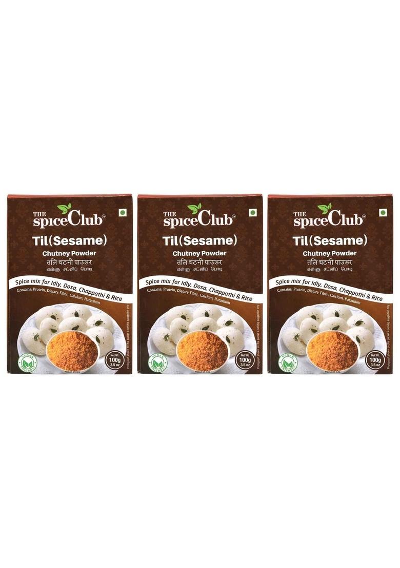 The Spice Club Til Sesame Chutney Powder 100 Grams Pack Of 3 Natural No Preservatives | Instant Flavor Boost Kitchen Shortcut Chef Inspired Mix Aromatic Symphony Freshly Ground Fusion Homestyle Blend Perfect Harmony Mixed Spices All In One Fresh