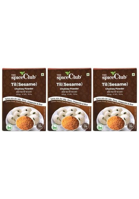 The Spice Club Til Sesame Chutney Powder 100 Grams Pack Of 3 Natural No Preservatives | Instant Flavor Boost Kitchen Shortcut Chef Inspired Mix Aromatic Symphony Freshly Ground Fusion Homestyle Blend Perfect Harmony Mixed Spices All In One Fresh