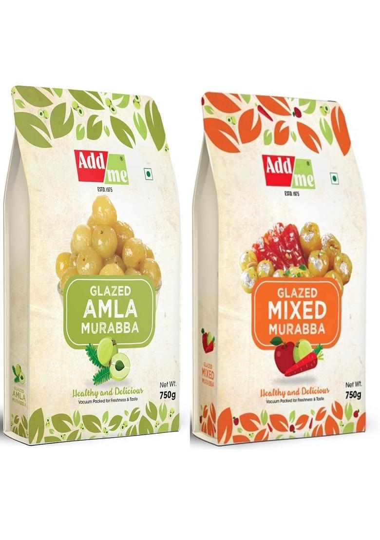 Add Me Sweet Mixed Murabba With Kesar Elaichi Amla Fine Quality Vacuum Packed Without Syrup 750G Each Pack Of 2 Apple Mango Carrot Karonda Pear Mix Immunity Booster Packs