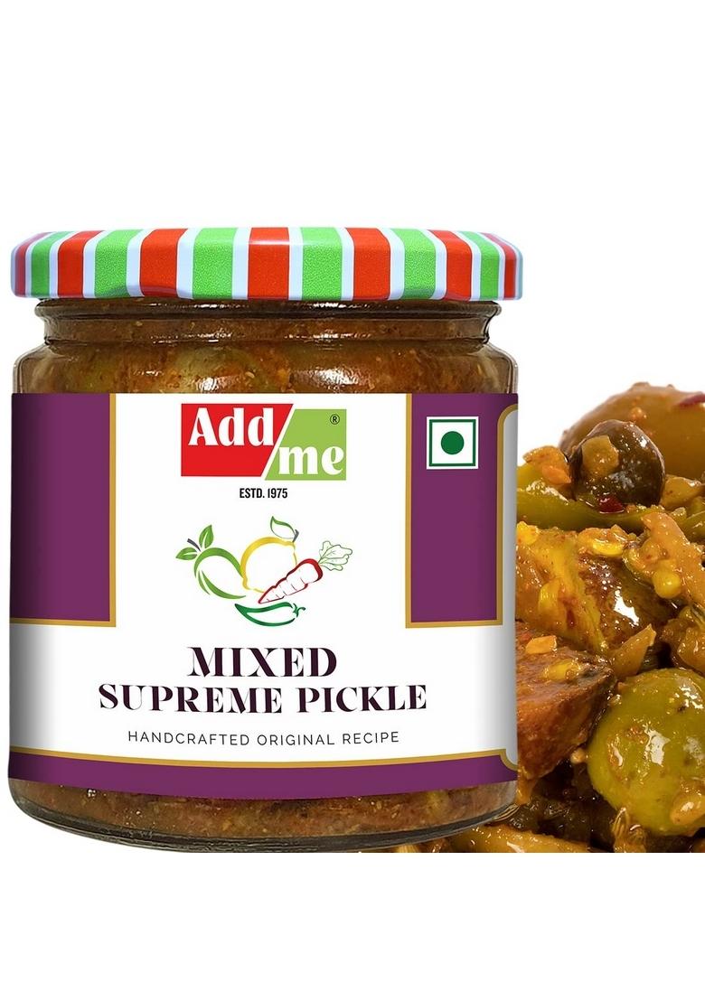Add Me Rajasthani Mix Achar Homemade Mixed Supreme Mango Chilli Lemon Carrot Ker Ginger Karonda Lasoda Fruit Pickle 200Gm Khatta Meetha Nimbu Ka Lime Combo Gift Pack Glass Jar