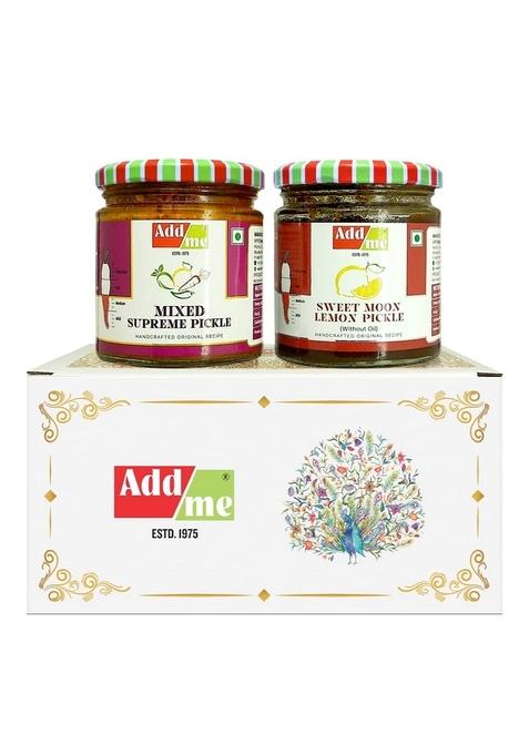 Add Me Rajasthani Mix Achar Homemade Mixed Supreme Mango Chilli Lemon Carrot Ker Ginger Karonda Lasoda Fruit Pickle 200Gm Khatta Meetha Nimbu Ka Lime Combo Gift Pack Glass Jar