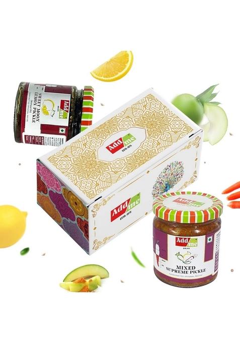 Add Me Rajasthani Mix Achar Homemade Mixed Supreme Mango Chilli Lemon Carrot Ker Ginger Karonda Lasoda Fruit Pickle 200Gm Khatta Meetha Nimbu Ka Lime Combo Gift Pack Glass Jar