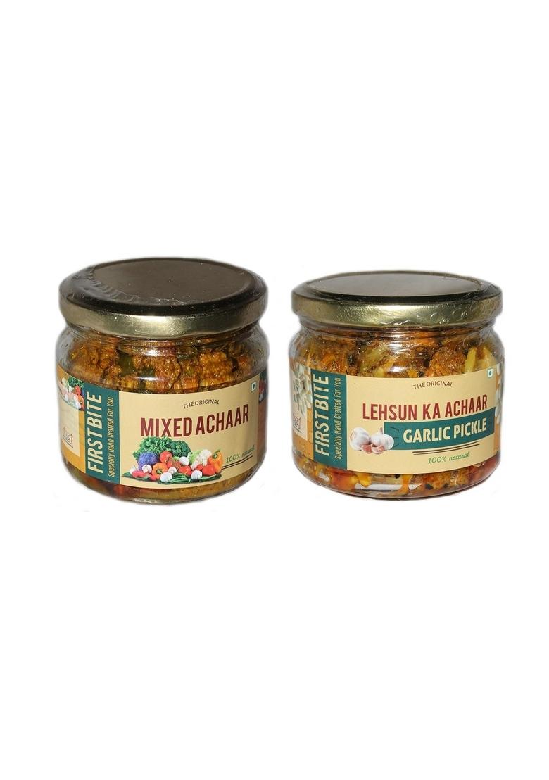 Divine Bite First Mixed Garlic Lehsun 100 Natural Handmade Pickles 300Gm Each