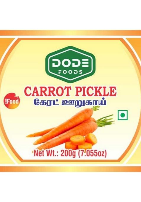 Dode Foods Carrot Pickle 200G | Traditional South Indian Tangy Spicy Crunchy Healthy Authentic Homemade Taste Condiment For Meals